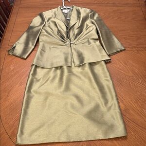 Iridescent green rhinestone button dress & blazer set 6 petite Coldwater Creek